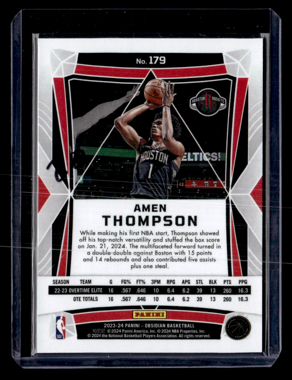 2023-24 Panini Obsidian #179 Amen Thompson