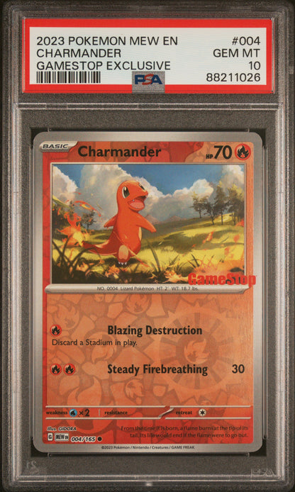 2023 Pokemon Mew En-151 #004 Charmander Gamestop Exclusive PSA 10