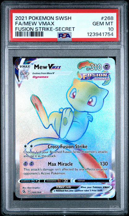2021 Pokemon Sword & Shield Fusion Strike #268 Fa/Mew Vmax Fusion Strike-Secret PSA 10