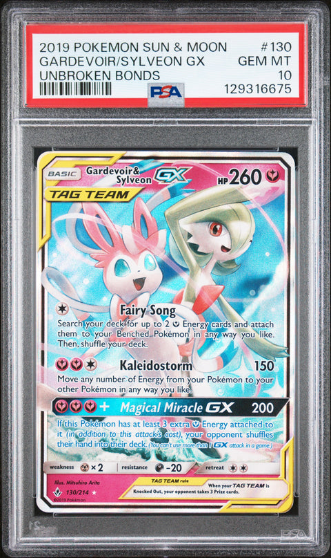 2019 Pokemon Sun & Moon Unbroken Bonds #130 Gardevoir/Sylveon Gx Unbroken Bonds PSA 10