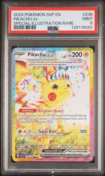 2024 Pokemon Ssp En-Surging Sparks #238 Pikachu Ex Special Illustration Rare PSA 9