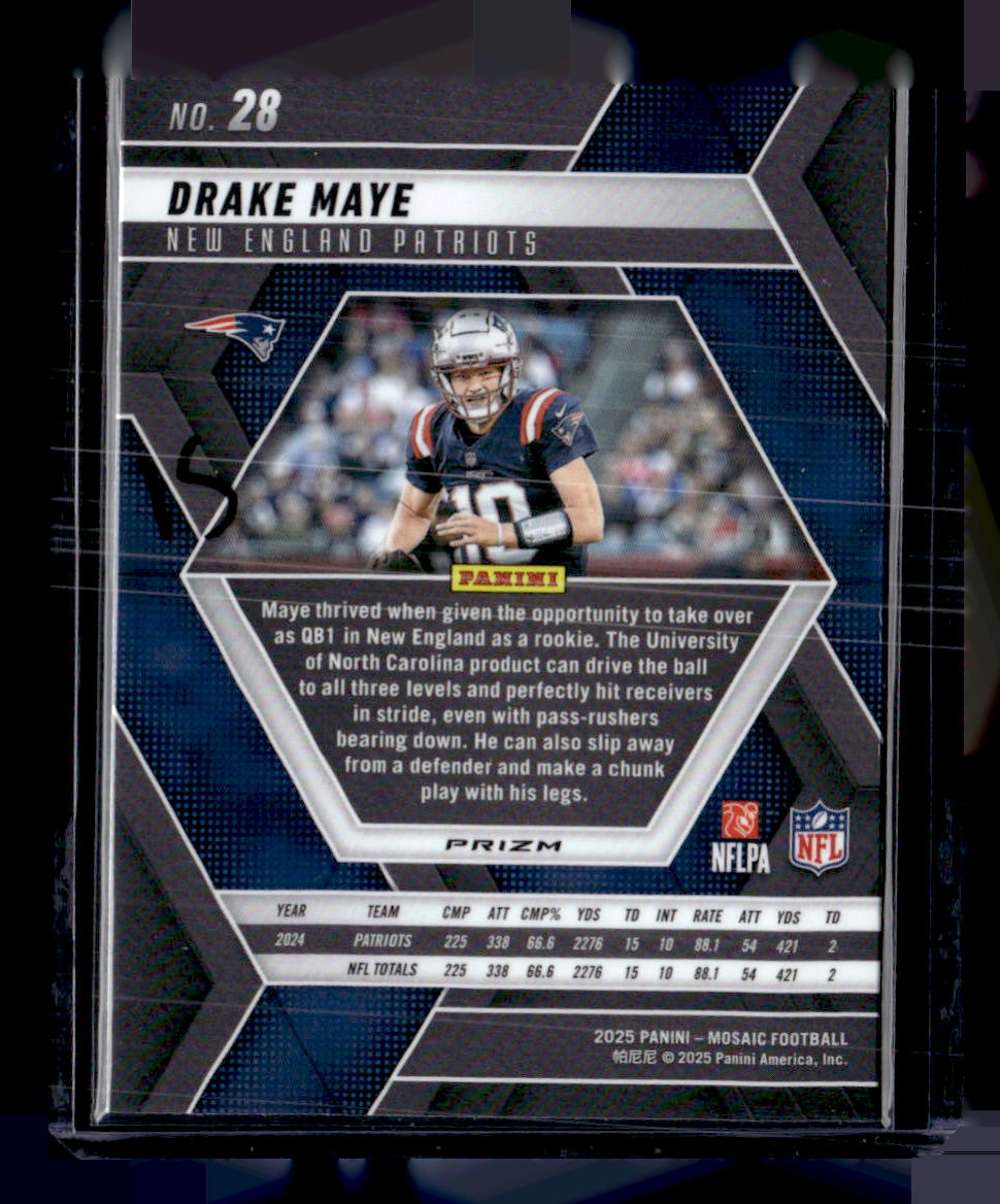 2025 Panini Mosaic #28 Drake Maye Mosaic Reactive Yellow