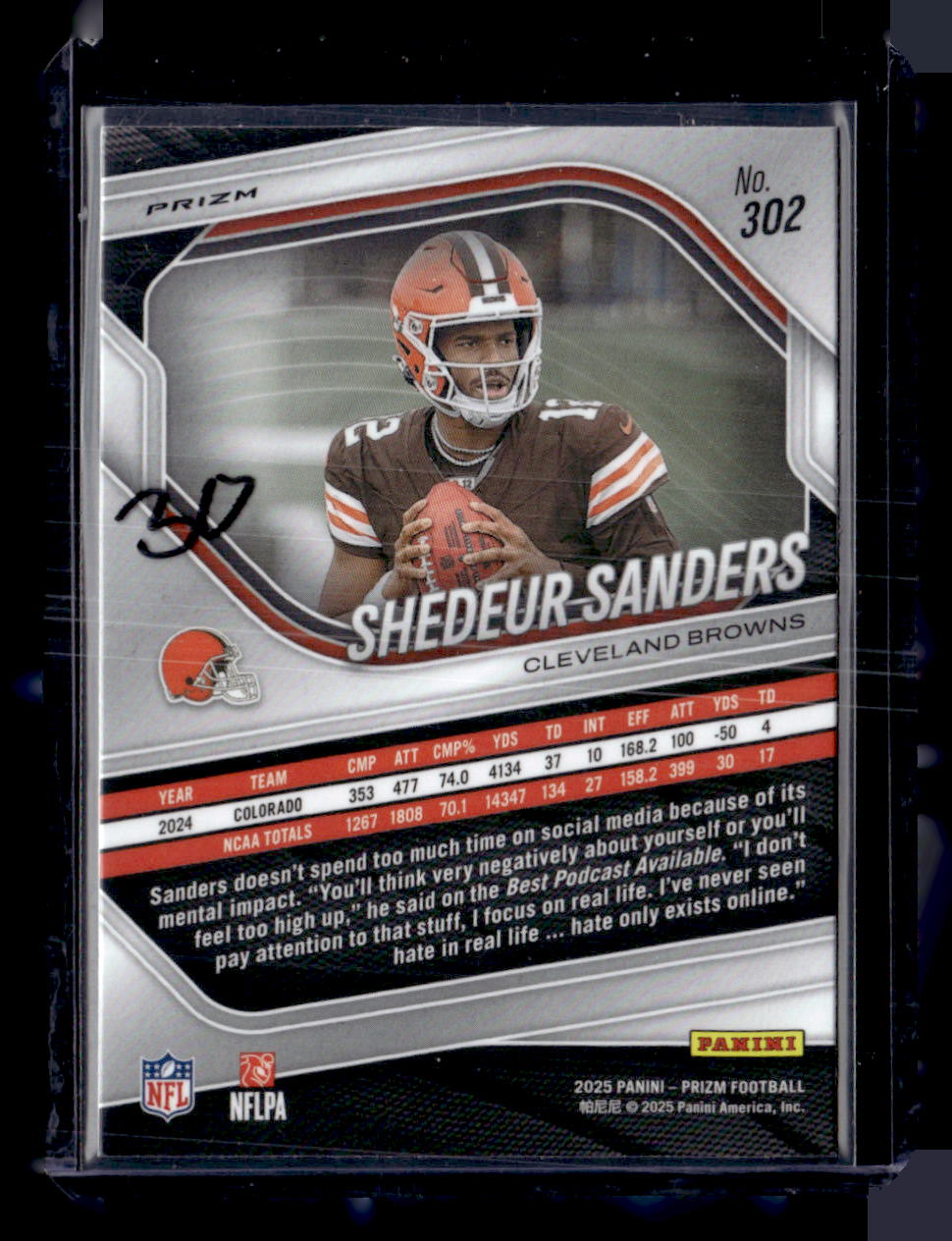 2025 Panini Prizm #302 Shedeur Sanders White Disco