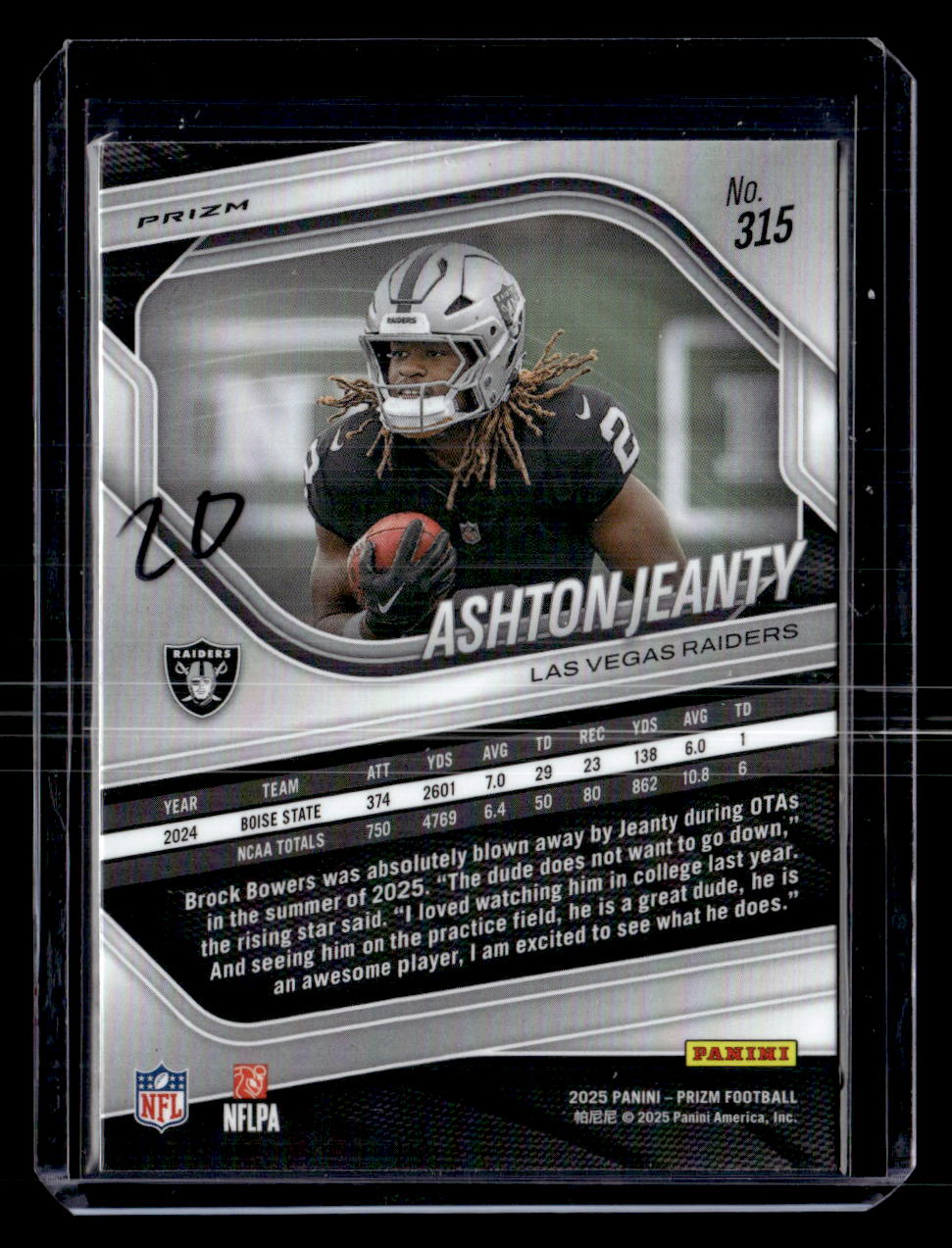 2025 Panini Prizm #315 Ashton Jeanty White Disco