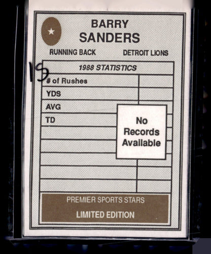 1990 Premier Sports Stars Limited Edition #NNO Barry Sanders Purple Border