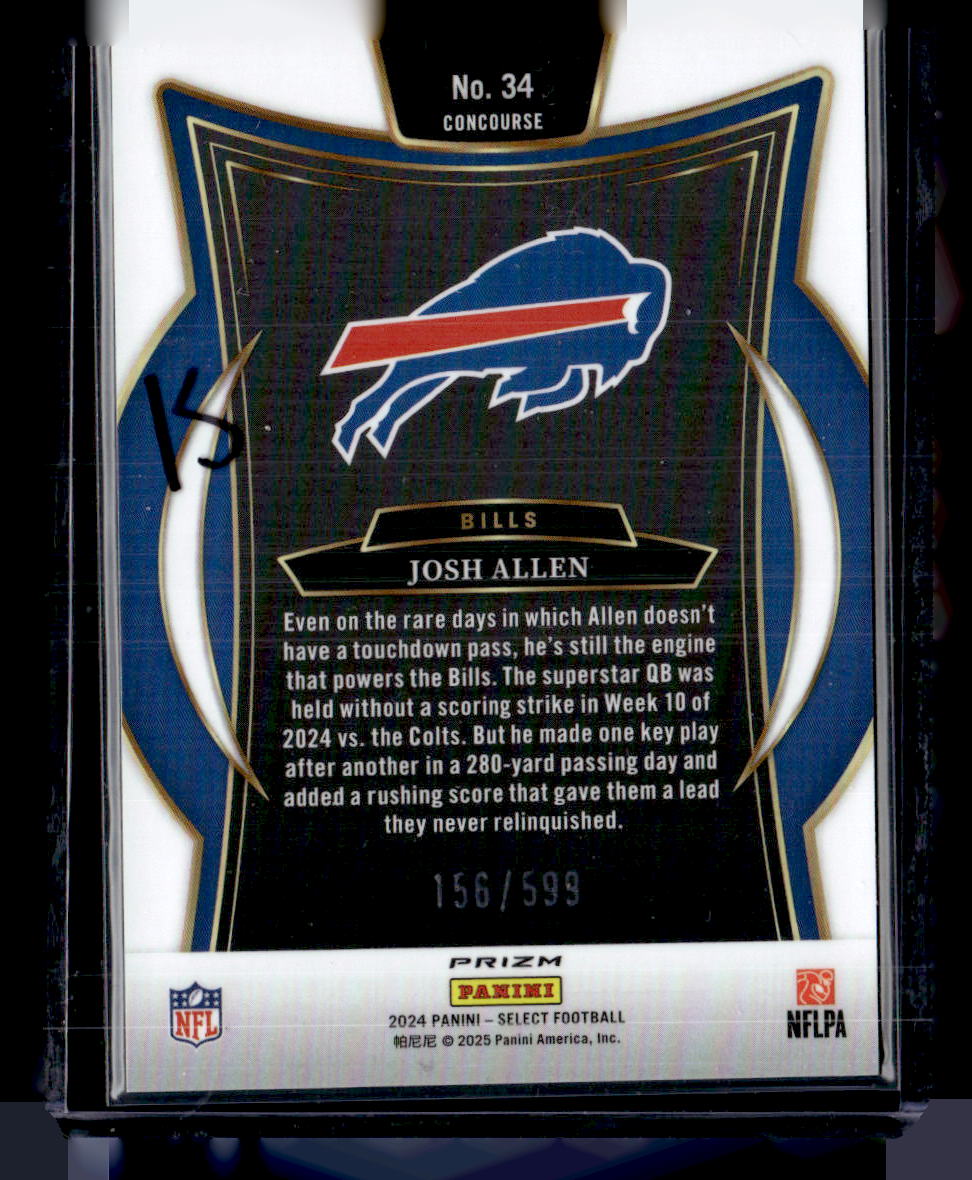 2024 Panini Select #34 Josh Allen Neon Green Prizm Shock #/599
