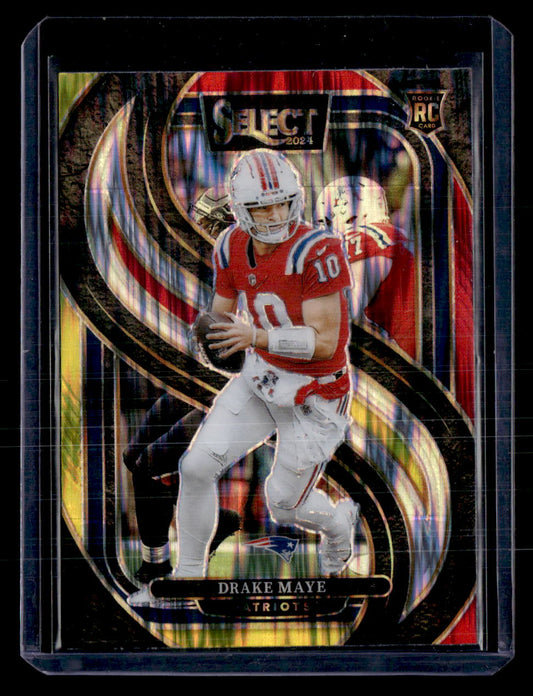 2024 Panini Select #113 Drake Maye Red & Yellow Prizm Shock