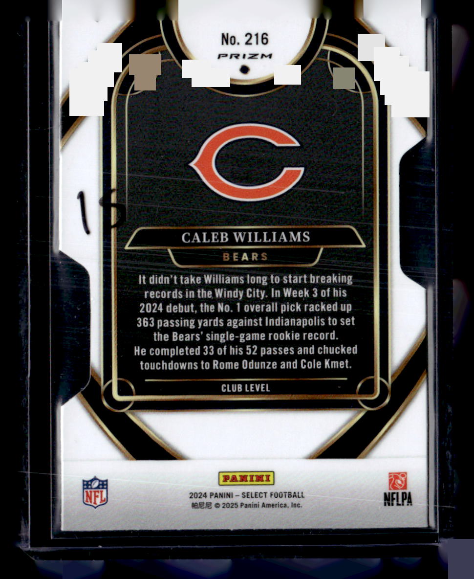2024 Panini Select #216 Caleb Williams Silver Prizm Die Cut