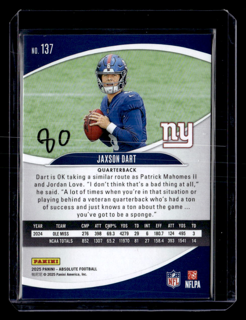 2025 Panini Absolute #137 Jaxson Dart Red, White and Blue Kaleidoscope