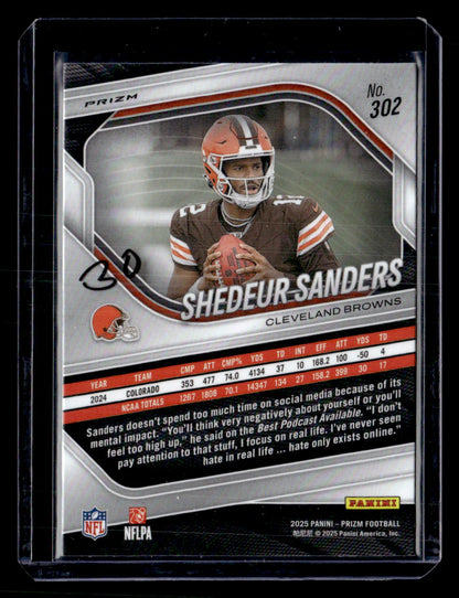 2025 Panini Prizm #302 Shedeur Sanders White Disco