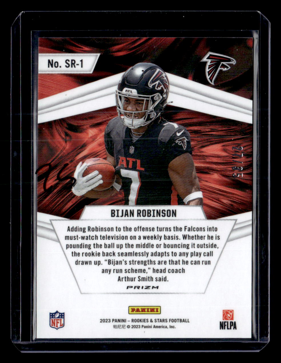 2023 Panini Rookies & Stars #SR-1 Bijan Robinson Stellar Rookies Purple #/35