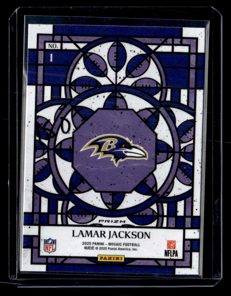 2025 Panini Mosaic #1 Lamar Jackson Stained Glass