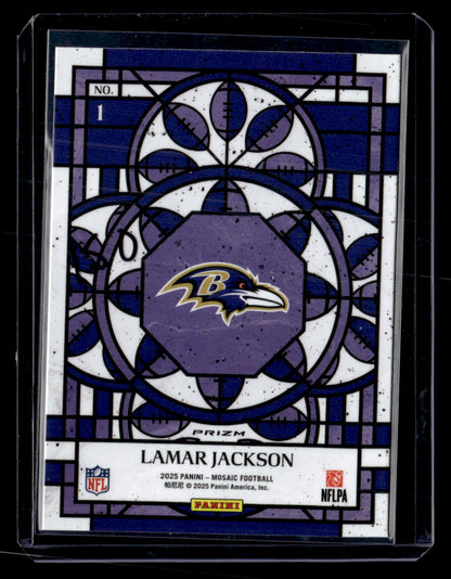 2025 Panini Mosaic #1 Lamar Jackson Stained Glass