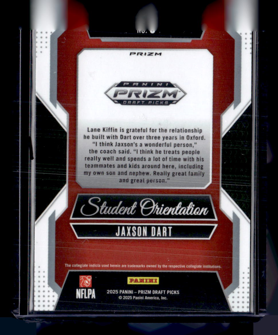 2025 Panini Prizm Draft Picks #9 Jaxson Dart Student Orientation Red Ice