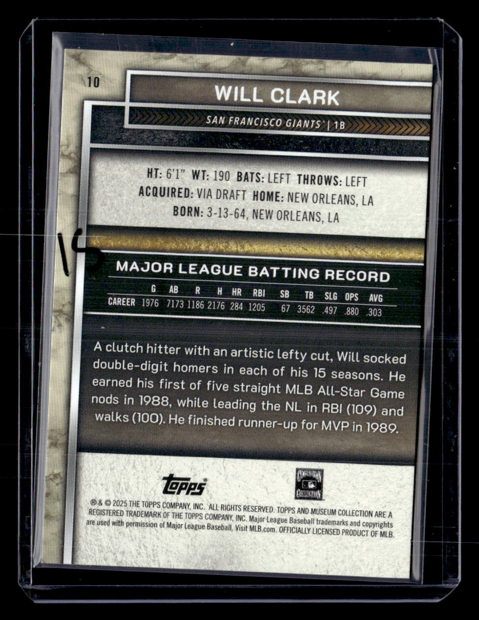 2025 Topps Museum Collection #10 Will Clark Pink Sapphire #/199