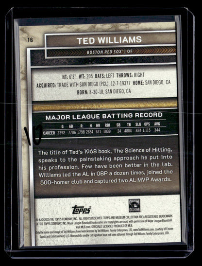 2025 Topps Museum Collection #16 Ted Williams Gold #/249