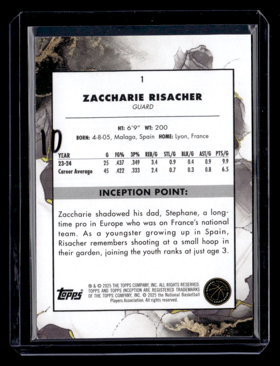 2024-25 Topps Inception #1 Zaccharie Risacher Blue #/25