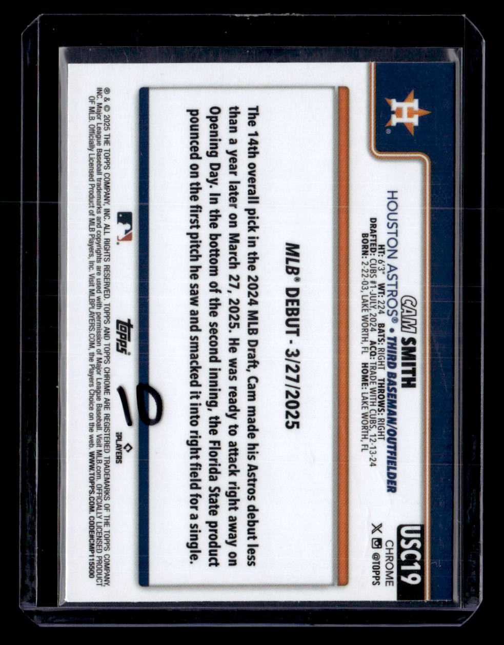 2025 Topps Chrome Update Sapphire Edition #USC19 Cam Smith