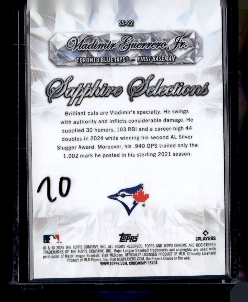 2025 Topps Chrome Sapphire #SS-22 Vladimir Guerrero Jr. Sapphire Selections