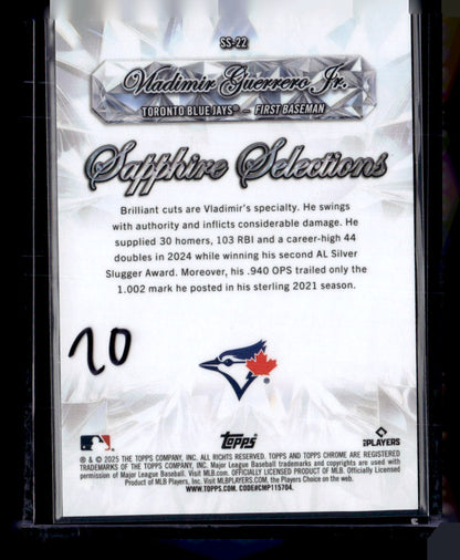 2025 Topps Chrome Sapphire #SS-22 Vladimir Guerrero Jr. Sapphire Selections