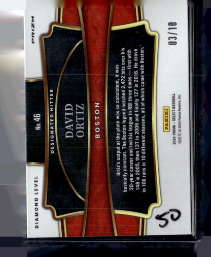 2024 Panini Select #46 David Ortiz Gold Prizms #/10