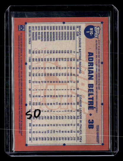 2026 Topps #91C-1 Adrian Beltré 1991 Topps 35th Anni Auto Black Refractors #/10