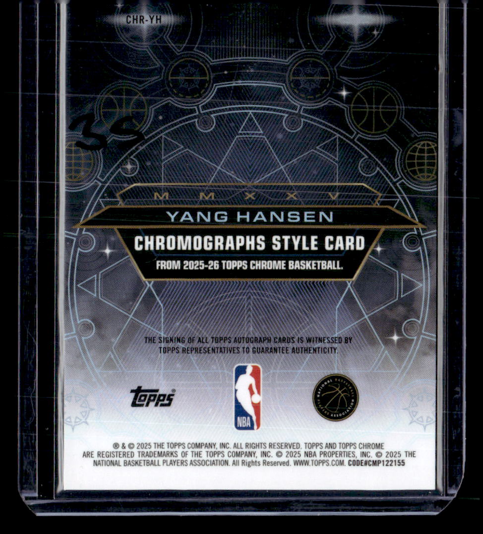 2025-26 Topps Chrome #CHR-YH Yang Hansen Chromographs Rookies