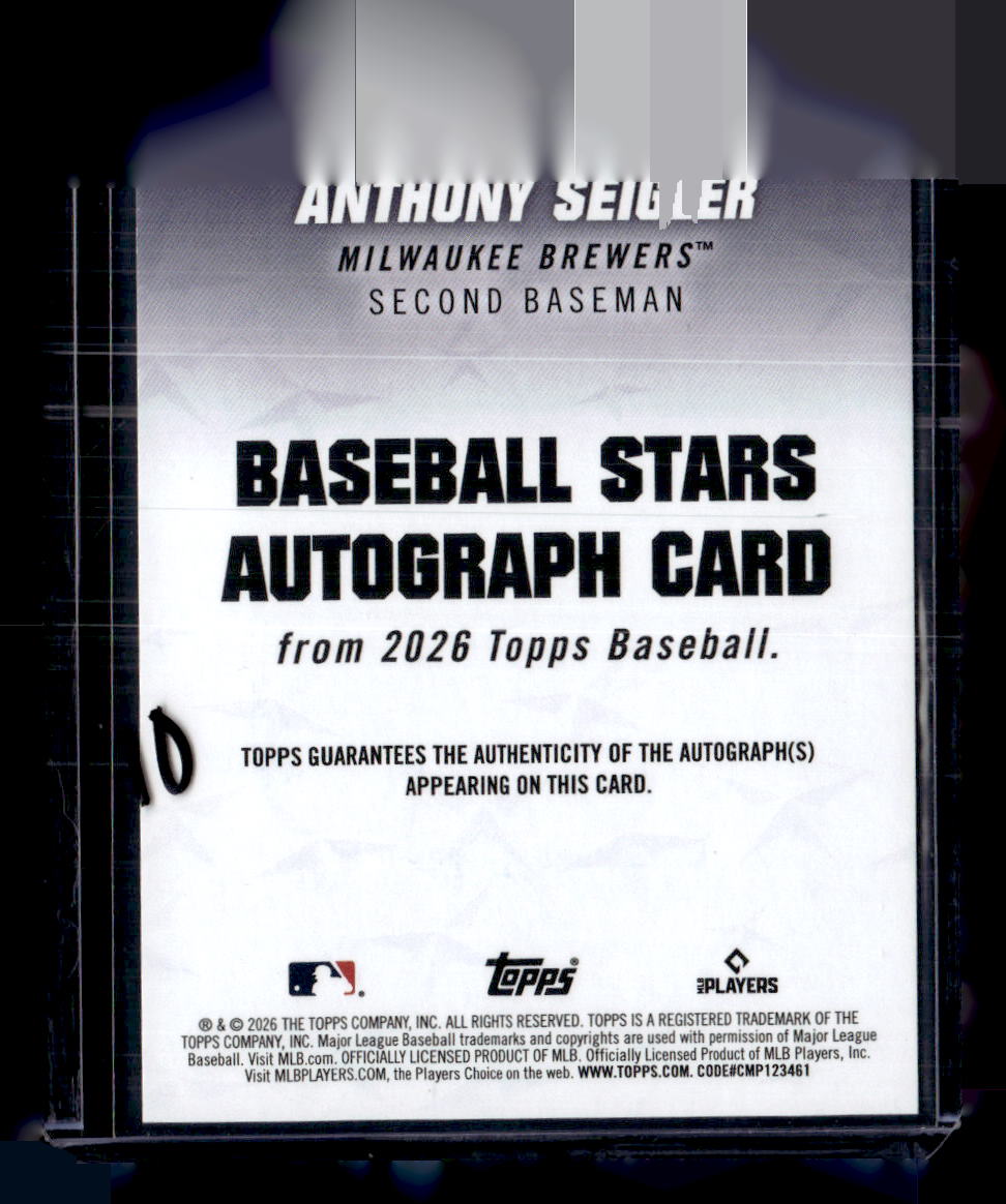 2026 Topps #BSA-AS Anthony Seigler Baseball Stars Autographs (Series One)