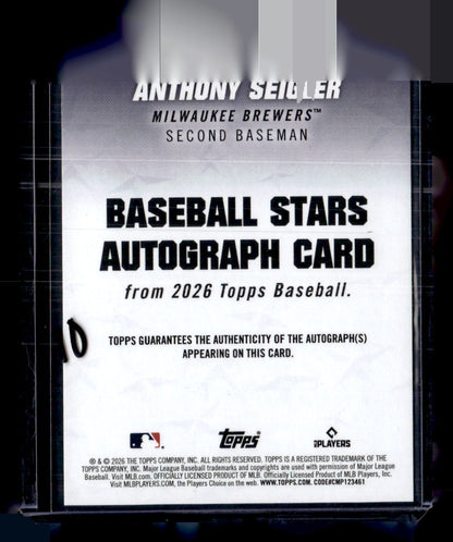 2026 Topps #BSA-AS Anthony Seigler Baseball Stars Autographs (Series One)