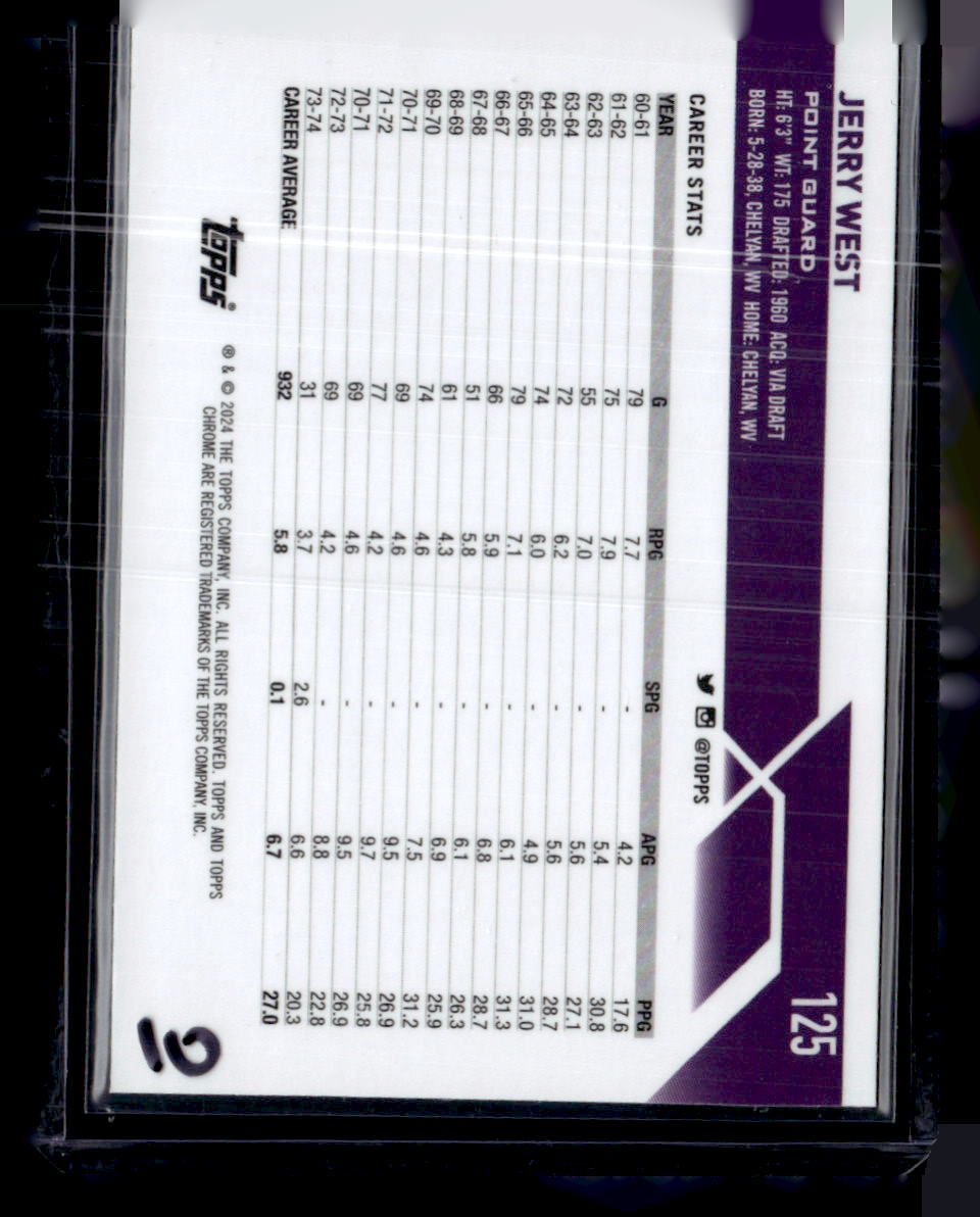 2023-24 Topps Chrome #125 Jerry West Gold Refractors #/50
