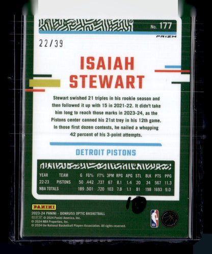 2023-24 Donruss Optic #177 Isaiah Stewart Black Velocity #/39