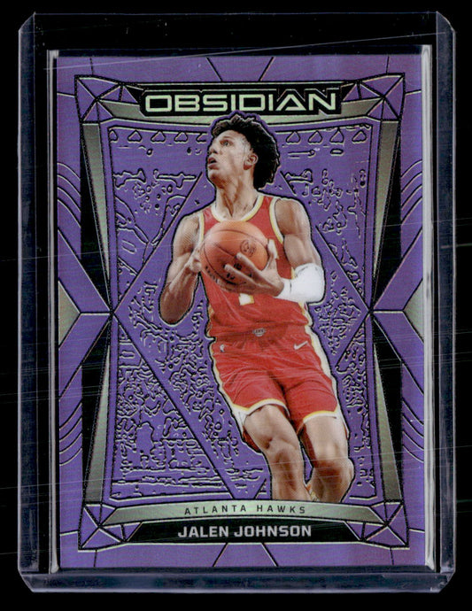 2023-24 Panini Obsidian #34 Jalen Johnson Electric Etch Purple Flood #/49