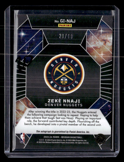 2023-24 Panini Obsidian #GI-NAJ Zeke Nnaji Galaxy Ink Etch Purple Flood #/49