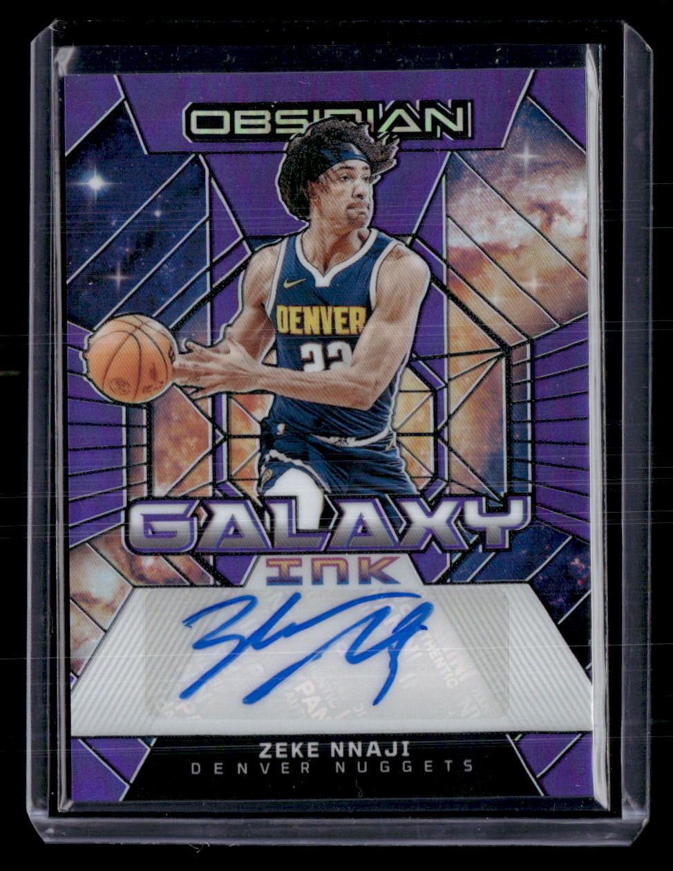 2023-24 Panini Obsidian #GI-NAJ Zeke Nnaji Galaxy Ink Etch Purple Flood #/49
