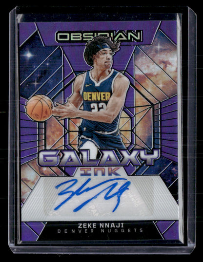 2023-24 Panini Obsidian #GI-NAJ Zeke Nnaji Galaxy Ink Etch Purple Flood #/49