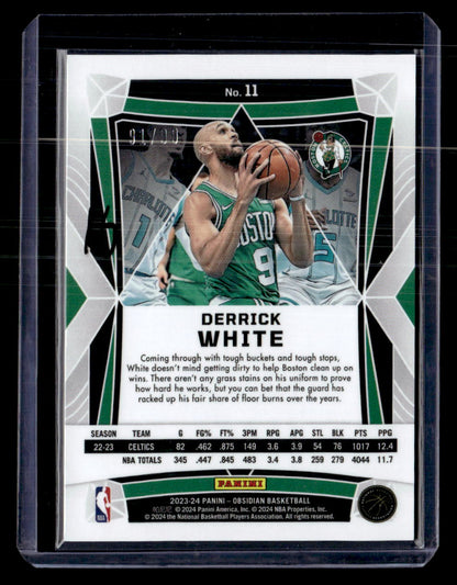 2023-24 Panini Obsidian #11 Derrick White Electric Etch Orange Flood #/99