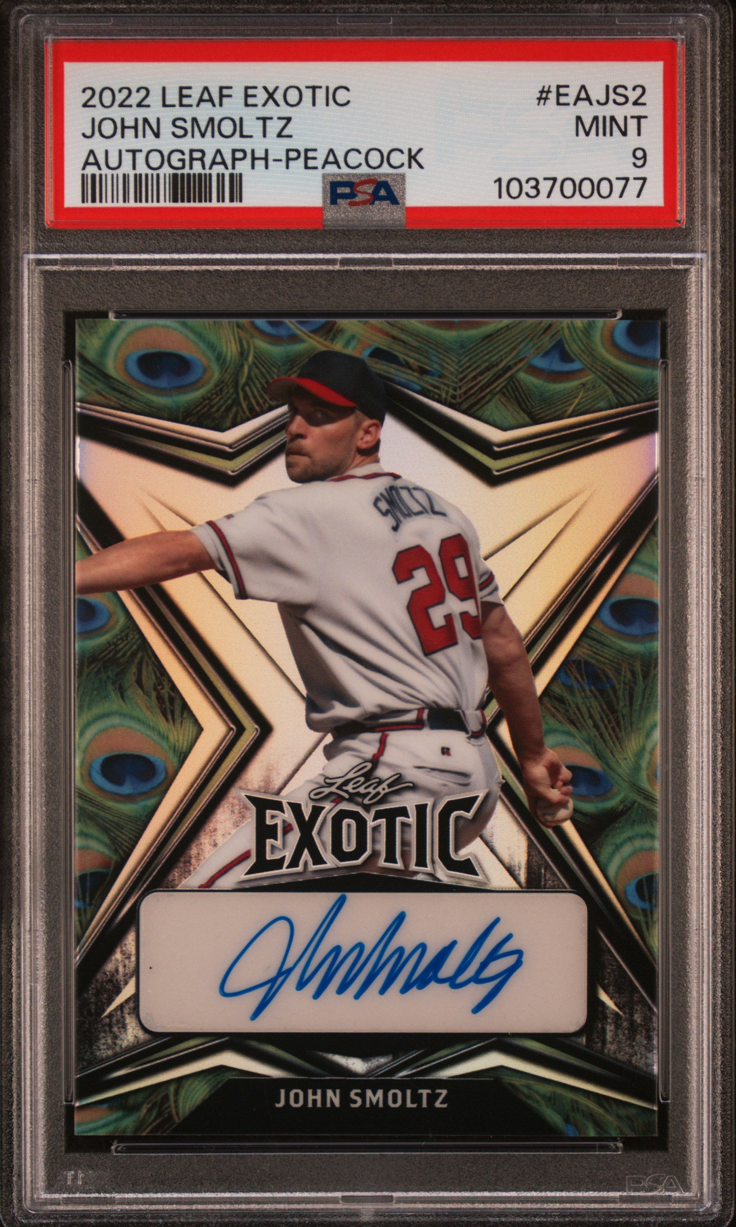 2022 Leaf Exotic Autographs #EAJS2 John Smoltz Autograph-Peacock PSA 9 103700077
