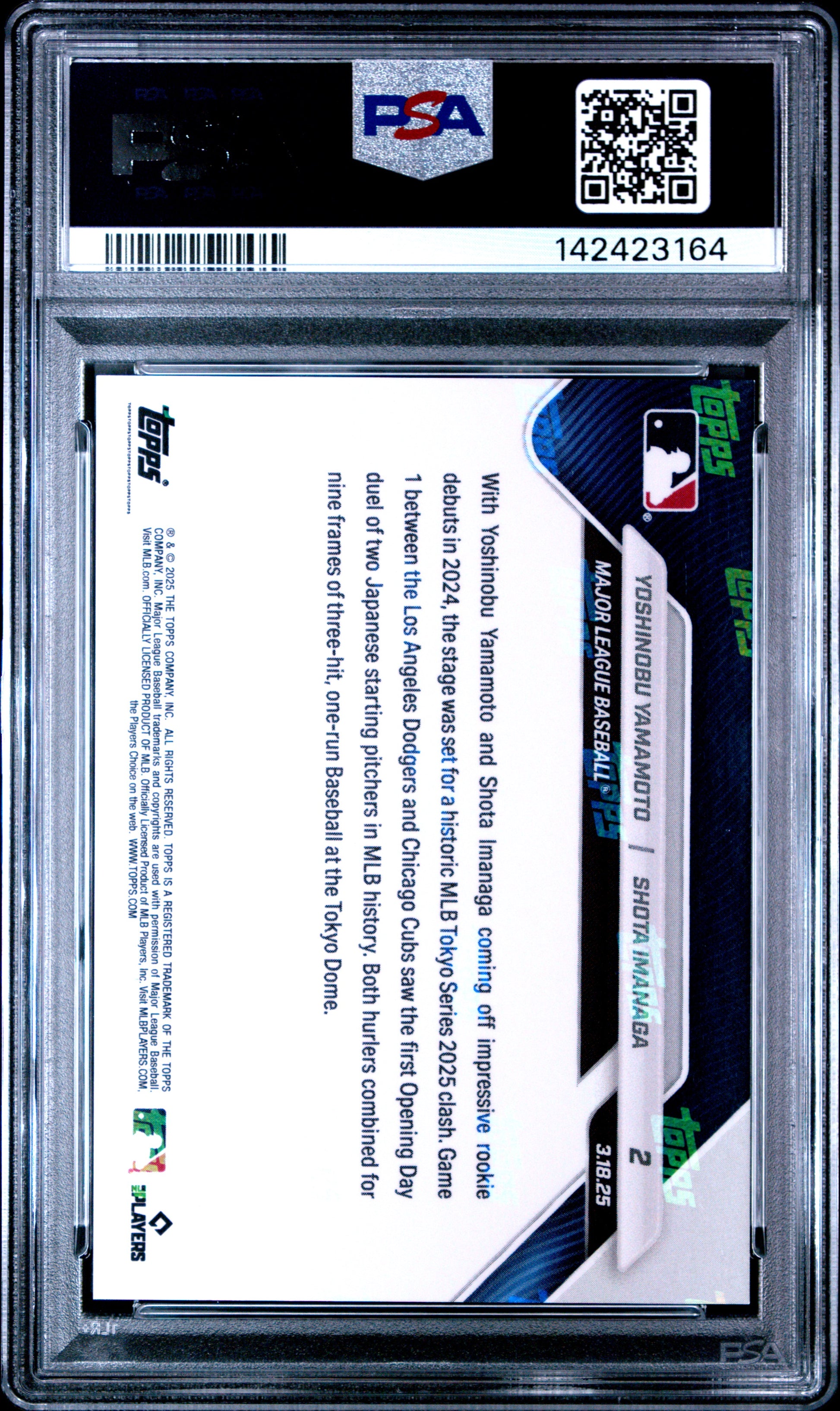 2025 Topps Now #2 Yamamoto/Imanaga PSA 10 142423164