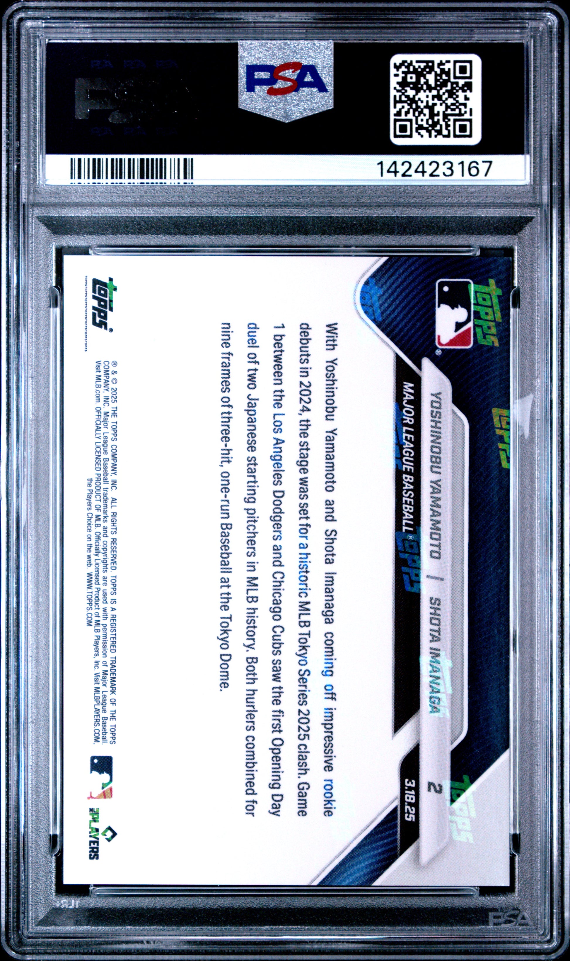 2025 Topps Now #2 Yamamoto/Imanaga PSA 10 142423167