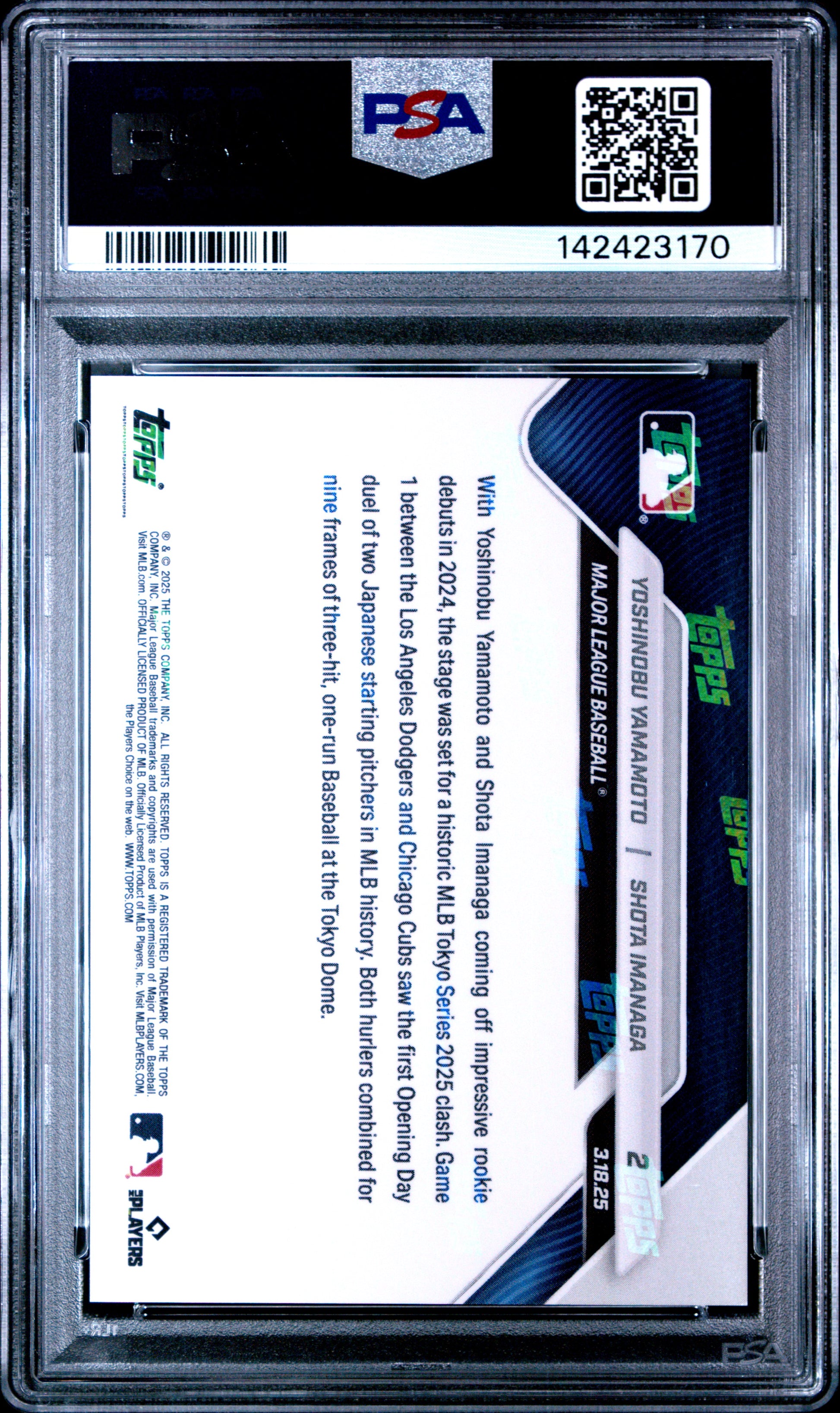 2025 Topps Now #2 Yamamoto/Imanaga PSA 10 142423170