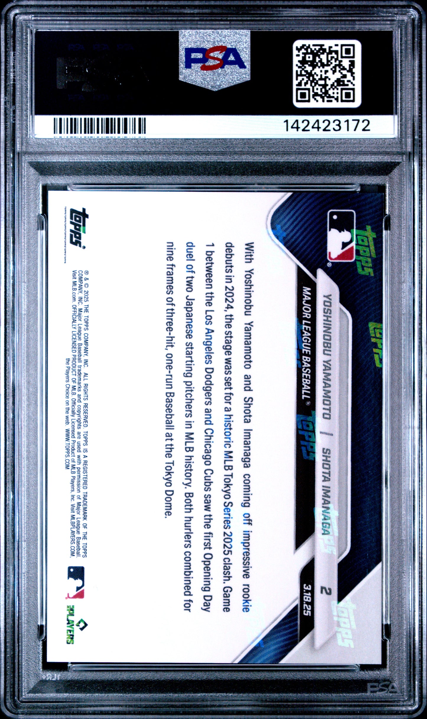 2025 Topps Now #2 Yamamoto/Imanaga PSA 10 142423172