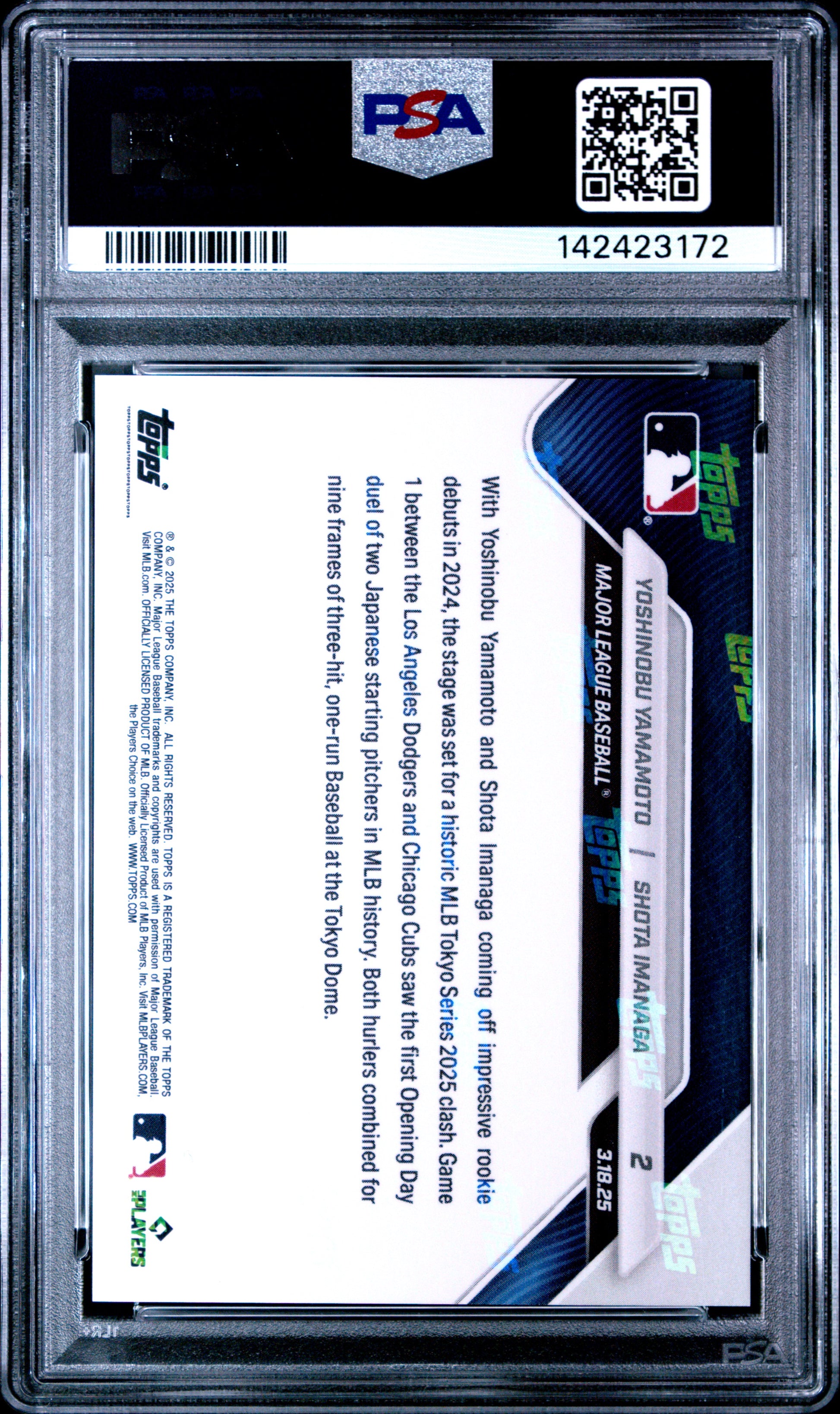 2025 Topps Now #2 Yamamoto/Imanaga PSA 10 142423172