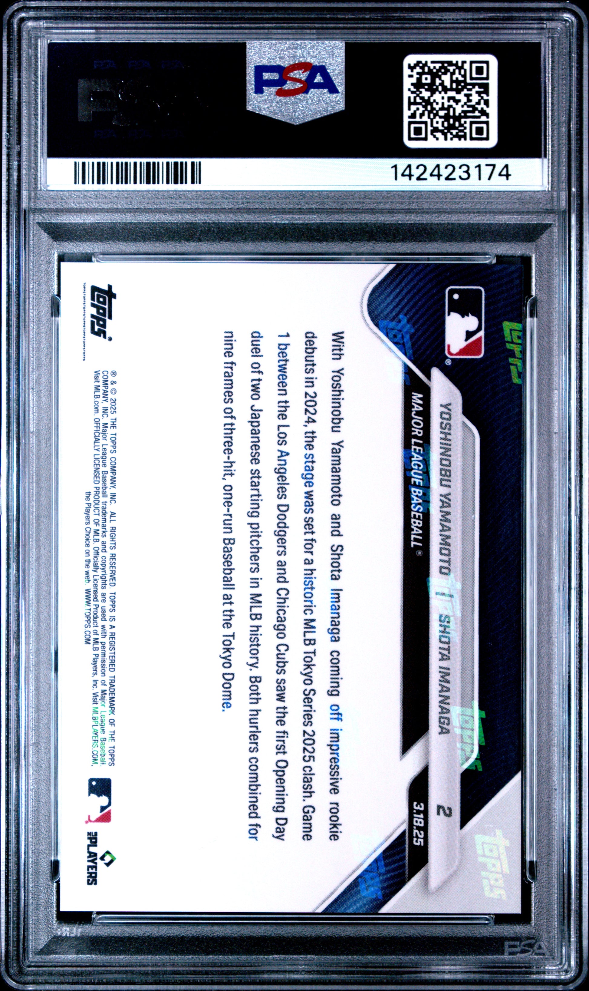 2025 Topps Now #2 Yamamoto/Imanaga PSA 10 142423174