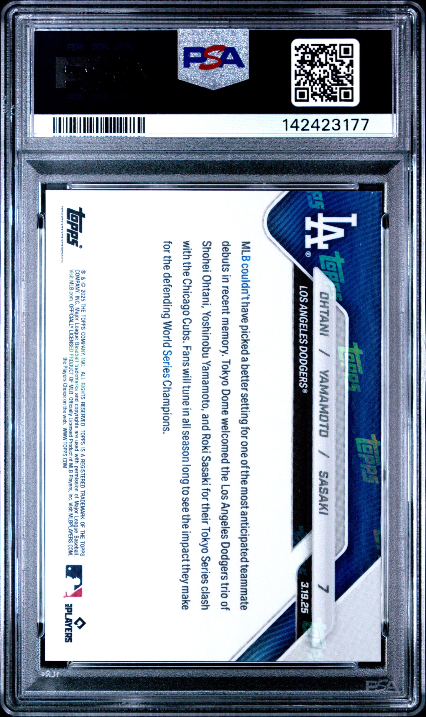 2025 Topps Now #7 Ohtani/Yamamoto/Sasaki PSA 10 142423177