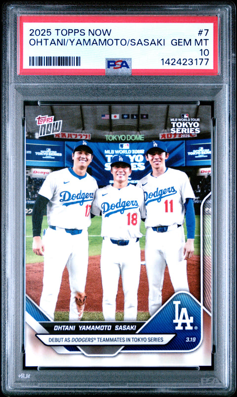 2025 Topps Now #7 Ohtani/Yamamoto/Sasaki PSA 10 142423177