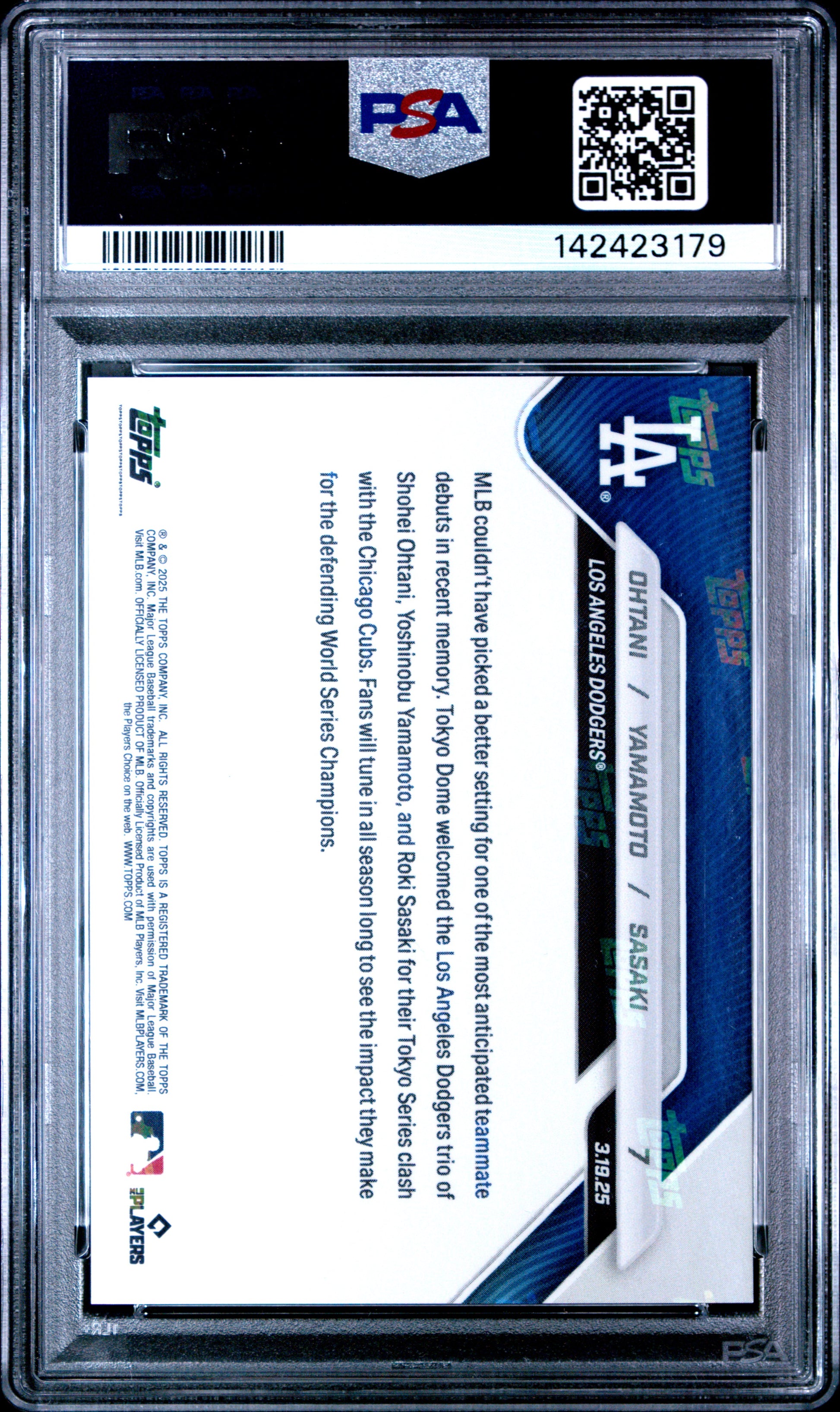 2025 Topps Now #7 Ohtani/Yamamoto/Sasaki PSA 10 142423179
