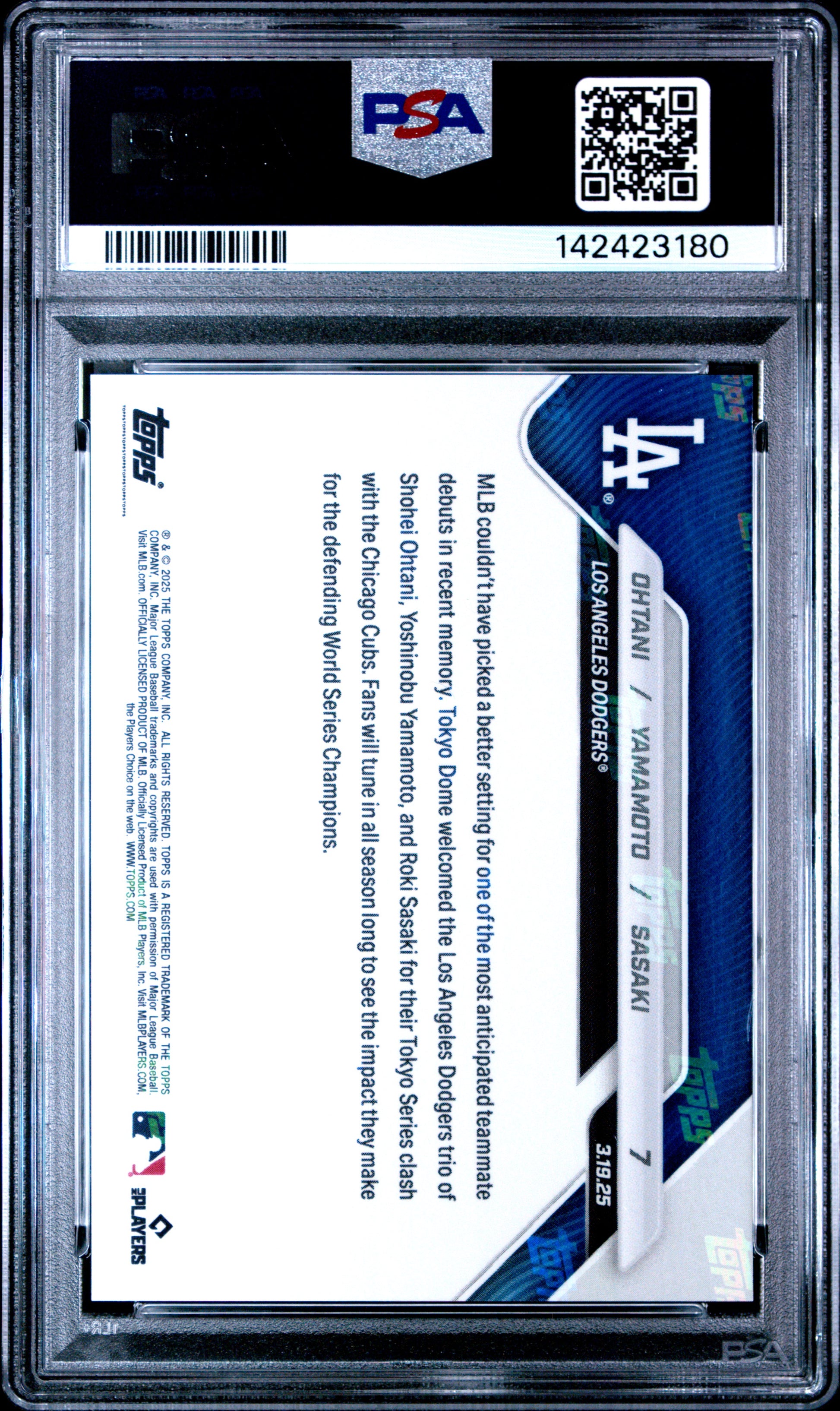 2025 Topps Now #7 Ohtani/Yamamoto/Sasaki PSA 10 142423180