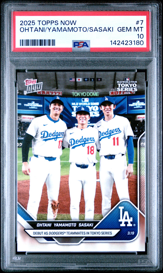 2025 Topps Now #7 Ohtani/Yamamoto/Sasaki PSA 10 142423180