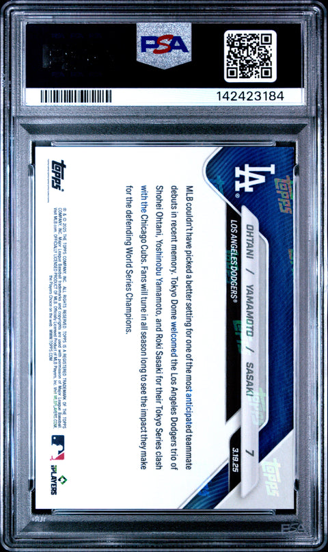 2025 Topps Now #7 Ohtani/Yamamoto/Sasaki PSA 10 142423184
