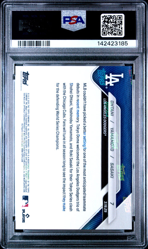 2025 Topps Now #7 Ohtani/Yamamoto/Sasaki PSA 10 142423185
